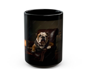 Bulldog Dad Coffee Mug, Dapper Dog Silhouette