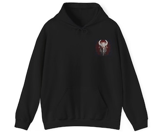 Sudadera con capucha negra de diseño medieval - Diseño delantero y trasero - Sudadera con capucha Heavy Blend™
