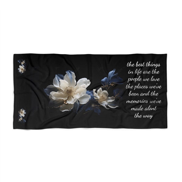 Floral with Poem, Poetry Lovers, Joy of Life, Beach Towel