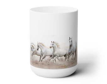 Taza de café Western Horse, taza de cerámica vaquera de 15 oz