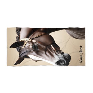 Horse Beach Towel, Horse Lovers, Horback Riding, Brown Horse, Personalized Horse Beach Towel, Horse