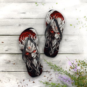 Affliction Mens Size 9 Skull Flip Flops Black Red Graphic Sandals Gothic Biker Gothic Flip Flops - Etsy main image 4