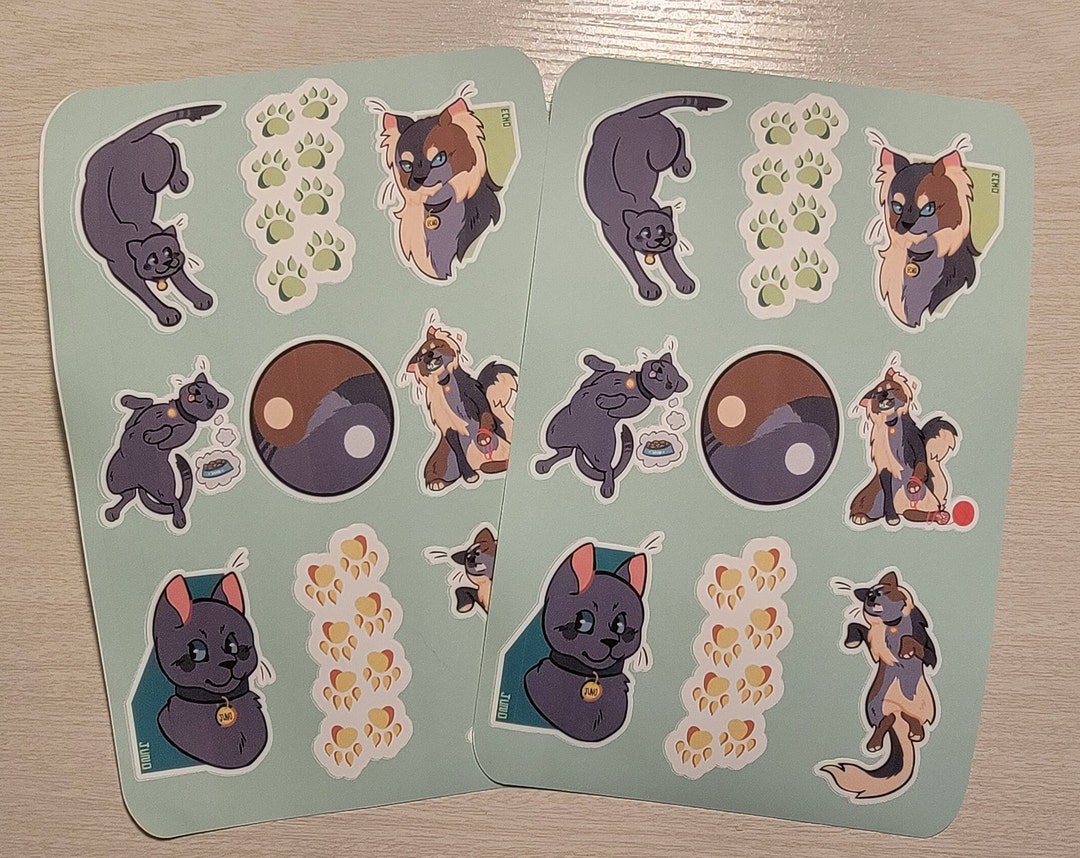 John Rooks Cat Starrook's Cats Themed Sticker Sheet 4.25in X 6.5in Vinyl Sticker Sheet ...