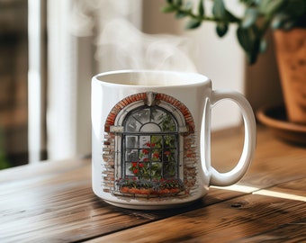 Elegant Arched Window Mug, Coffee Cup, Great Gift, 11oz