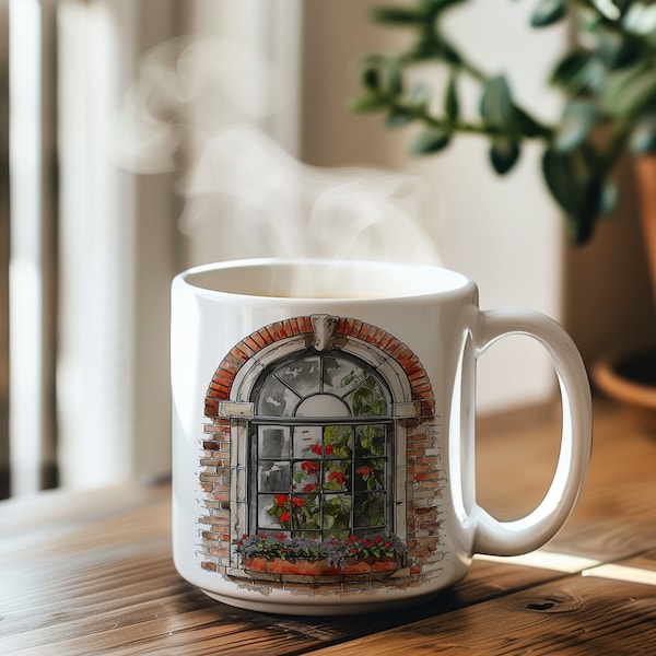 Elegant Arched Window Mug, Coffee Cup, Great Gift, 11oz