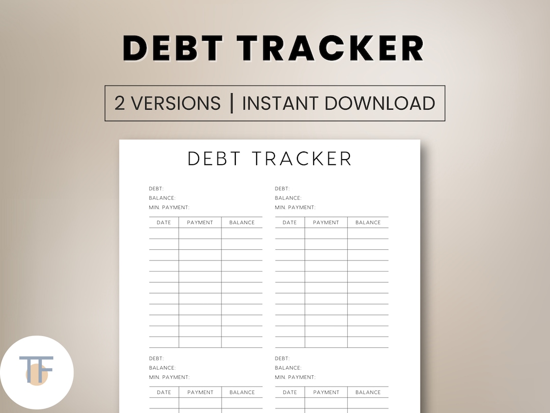 Debt Checklist.pdf Debt Tracker Template Printable Digital Download Blank Tracker ...