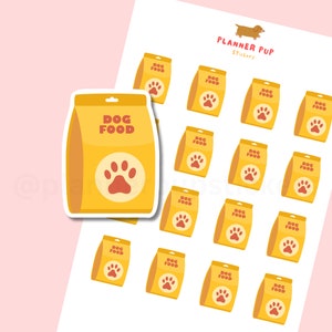 Dog Food Reminder Planner Stickers: Puppy Care Calendar Stickers