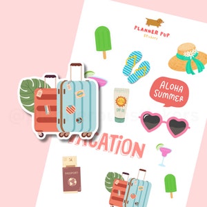 Summer Vacation Planner Stickers: Holiday Travel Theme
