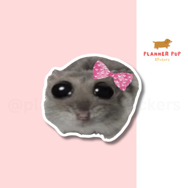 Sticker vinyle viral hamster triste | TikTok | Stickers pour agenda | Sticker brillant | Sticker pour ordinateur portable |