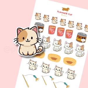 Cute Cat Sticker Sheet | Kitten | Planner Stickers | Happy Planner