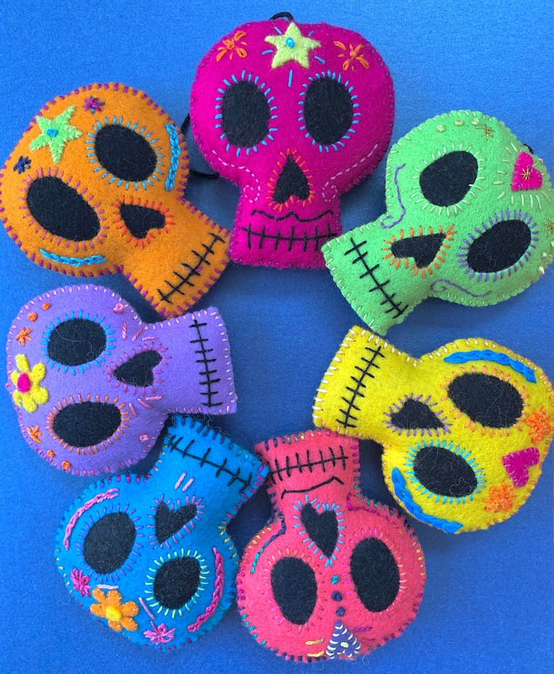 Felt Sugar Skull Ornament Pattern and Tutorial image 1