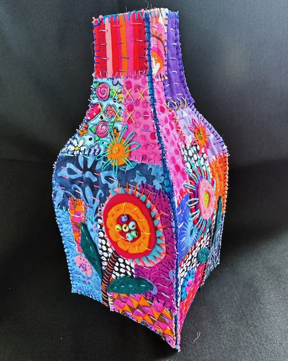 Slow Stitched Bud Vase Cover PDF and Video Tutorial