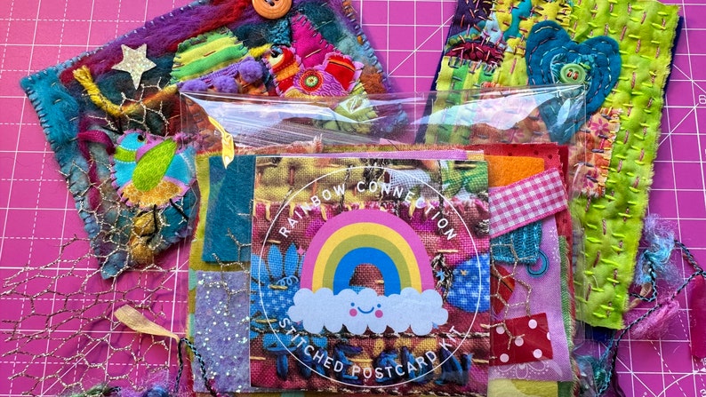 The Rainbow Connection Stitched Postcard Kit and Video Tutorial image 2