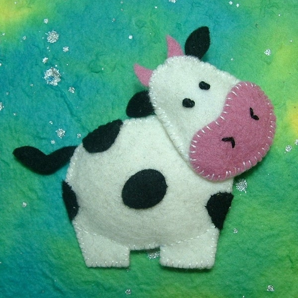 Madame Moo Felt Pin Back Brooch