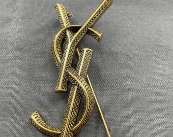 Timeless YSL Gold Brooch with Box