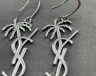 Pendientes vintage YSL Silver Palm Tree Dangle