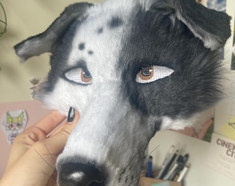 Border collie dog therian mask || therian, furry, cosplay