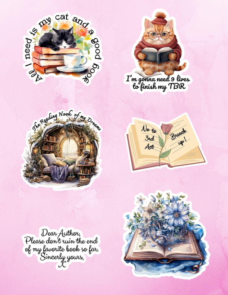 Printable Kindle Stickers, Digital Romance Book Stickers, Printable