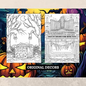 Libro para colorear de terror de Halloween, diseños góticos espeluznantes (PDF imprimible) imagen 4