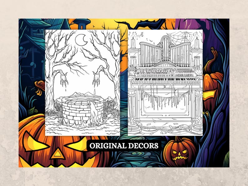 Libro para colorear de terror de Halloween, diseños góticos espeluznantes (PDF imprimible) imagen 4