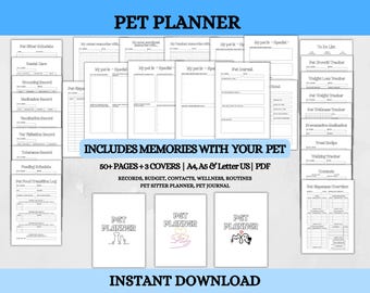 Pet Care Planner, Health & Medical Records, Pet Sitter Notes (Digital Download)