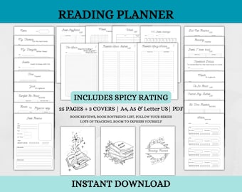 Printable Reading Planner | Reading Journal | Reading Tracker | Reading Planner PDF | Reading Log | Book Journal | Book Tracker | A4 | A5