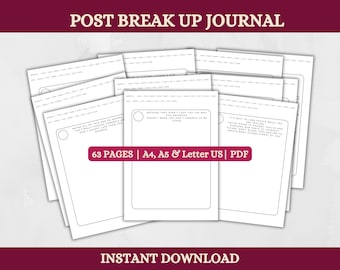 Printable journal, healing journal, mood tracker, bundle, digital download, pdf, undated, bullet journal, mental health, self gift