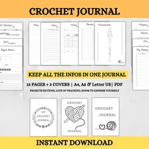 Printable Crochet Journal | Crochet Planner | Crochet Tracker | Instant download PDF | Pattern Bundle| Bullet Journal | A4 | A5 | Letter US