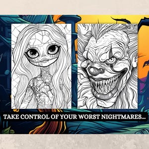 Libro para colorear de terror de Halloween, diseños góticos espeluznantes (PDF imprimible) imagen 3
