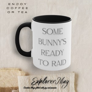 Viking Bunny Easter Mug Humorous Text Some Bunny's ready to Raid Unique Norse Rabbit Design Perfect Gift for Spring & Festivities zdjęcie 2