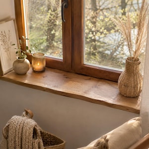 Solid oak window sill – natural, durable, with live edge – premium quality image 1