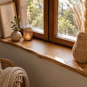 Solid oak window sill – natural, durable, with live edge – premium quality image 3