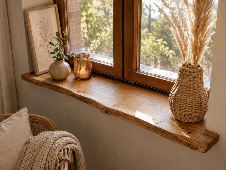 Solid oak window sill – natural, durable, with live edge – premium quality image 3