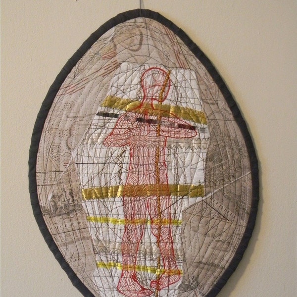 ON SALE covered original sewn collage