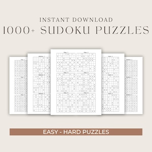 1000+ Printable Sudoku Puzzle Book, Instant Digital Download, 1000+ Easy to Hard Sudoku Activity Games for Adults, Teens and Seniors