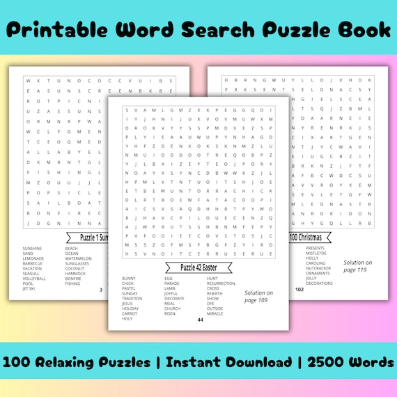100-Themed Word Search Puzzle Book: Printable, Fun & Relaxing Word Searches