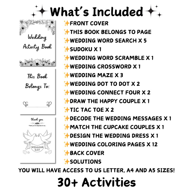Printable Kids Wedding Activity Book: Wedding Party Games &amp; Favors - Etsy
