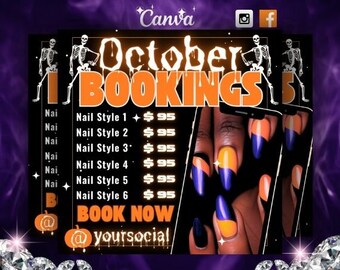 Halloween Nail Sale Flyer, October Bookings Template (Digital Download)