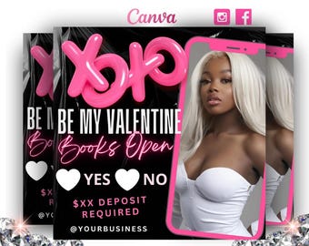 Valentine's Day Booking Flyer, Beauty Business Template (DIY Canva)
