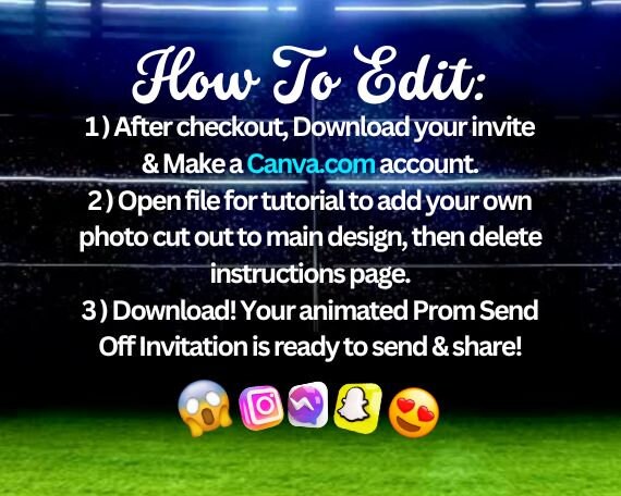 Editable Prom Send off Evite, Canva Template (digital Download) - Etsy