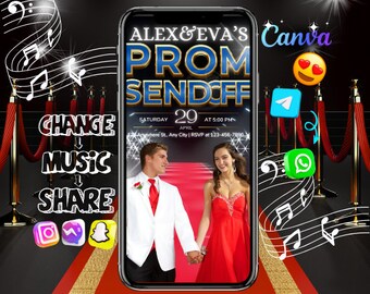 Editable Couples Prom Send Off Invitation, Red Carpet Party Evite (Digital Download)