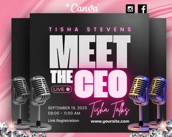 Editable Podcast Flyer Template, Instagram Post Canva Design