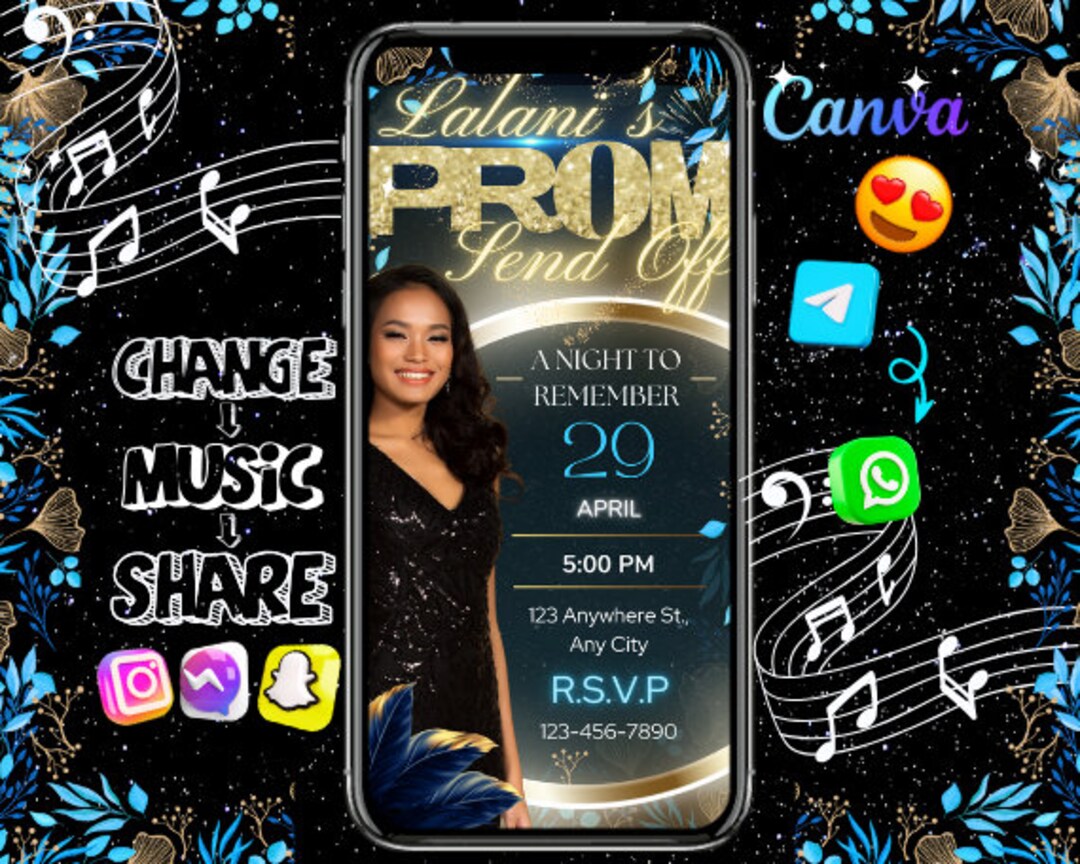 Editable Prom Send off E-vite, Canva Template (digital Download) - Etsy