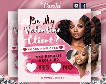 Valentine's Day Booking Flyer, Salon Promotion Template (Canva)