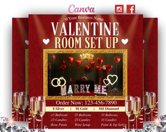 Valentine Room Setup Flyer, Editable Template (Digital Download)
