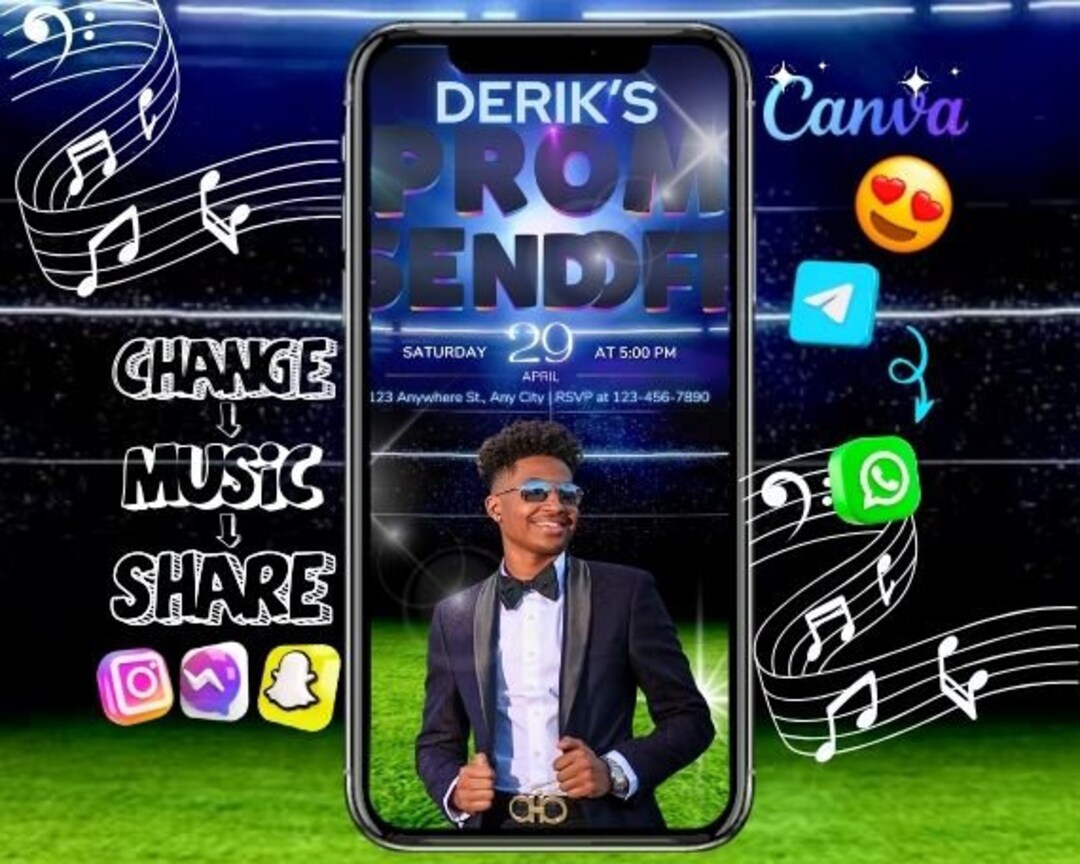 Editable Prom Send off Evite, Canva Template (digital Download) - Etsy