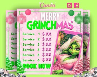 Grinchmas Booking Flyer, Christmas Salon Appointments (Editable Template)