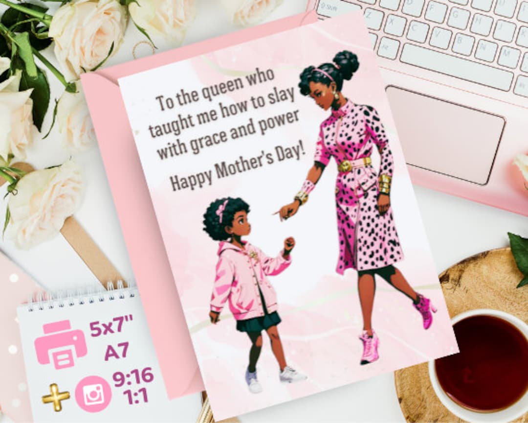 Happy Mothers Day, 5x7 Printable, African American Mothers Card, Black ...