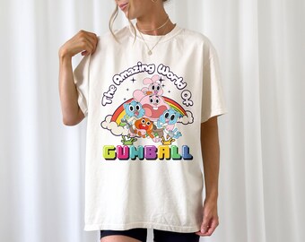 The Amazing World of Gumball Shirt Gumball and Darwin Rainbow Portrait Shirts, Cartoon Network Shirt, Gumball Gifts