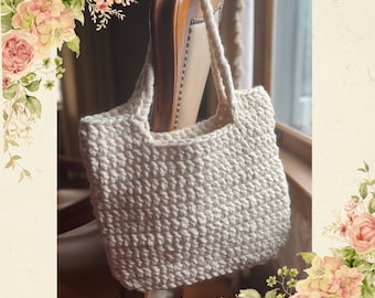 Handmade Crocheted Tote Bag , Off White Tote